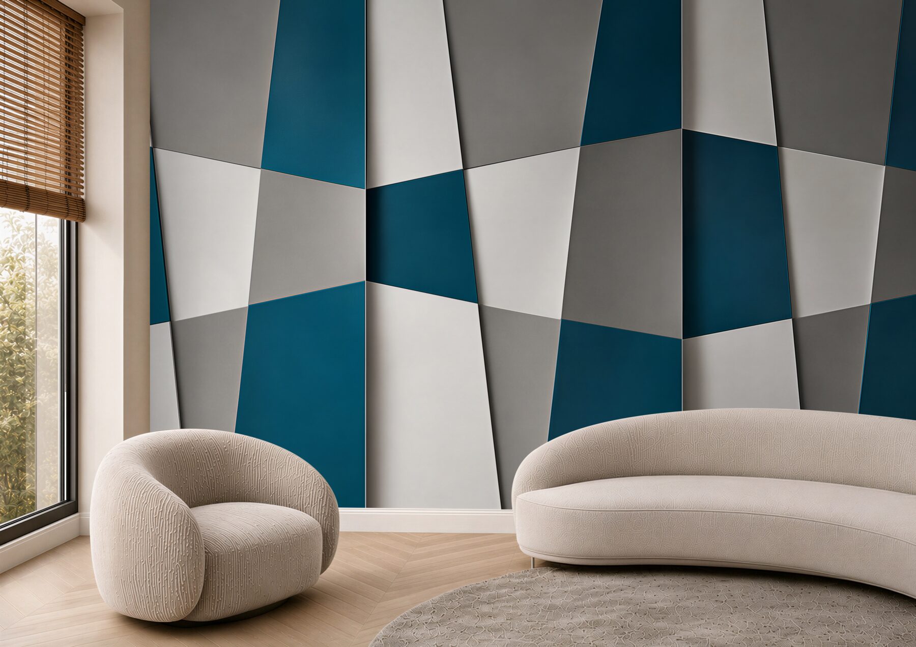 Fototapeta abstrakcyjne geometryczne panele niebiesko szare nowoczesne