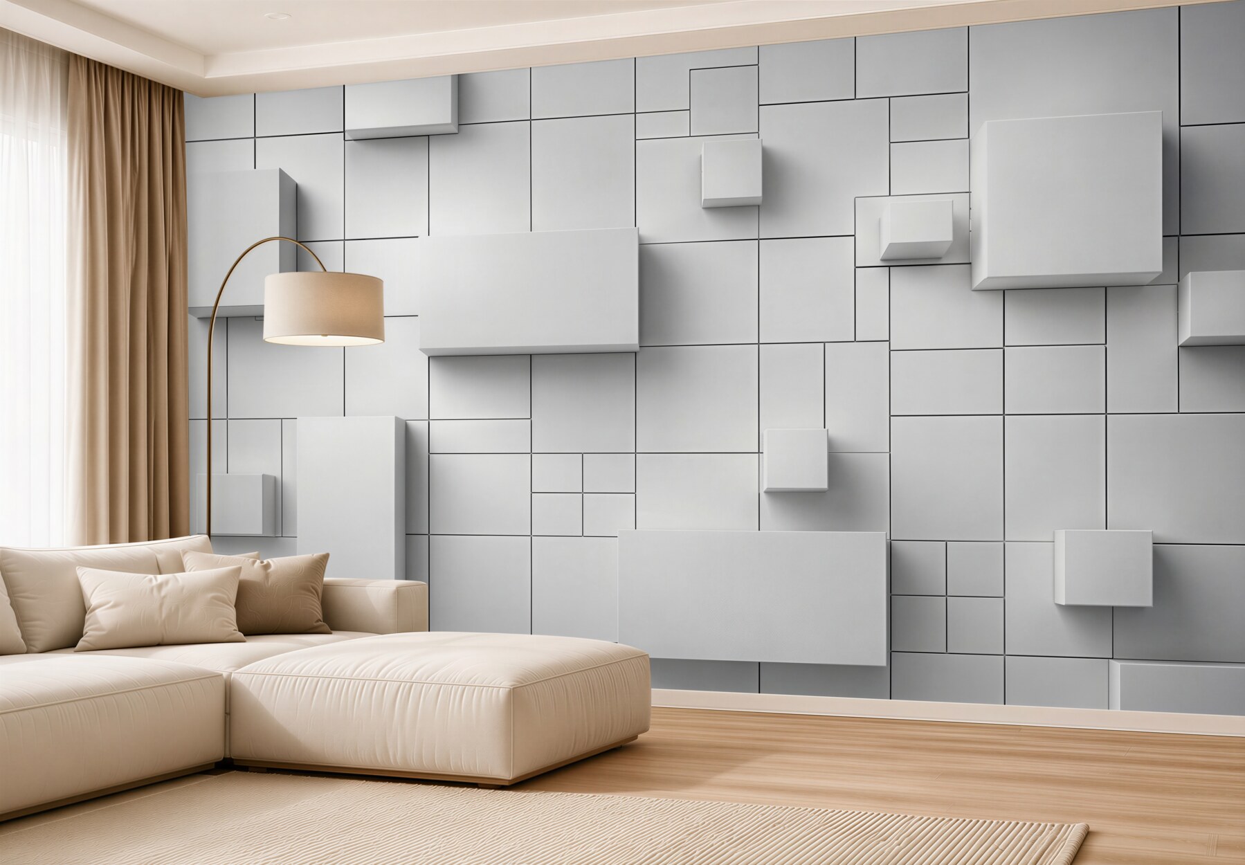 Fototapeta geometryczne białe panele 3D nowoczesna abstrakcja