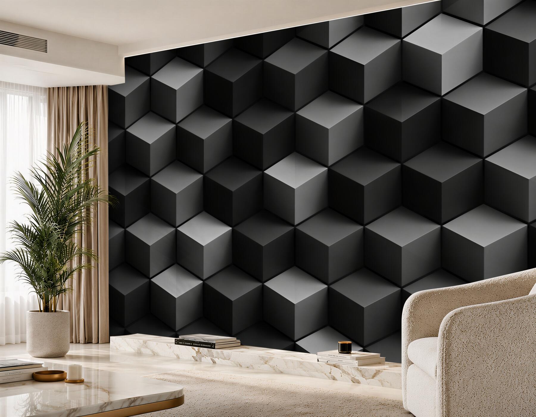 Fototapeta geometryczne heksagony 3D szaro beżowe nowoczesne