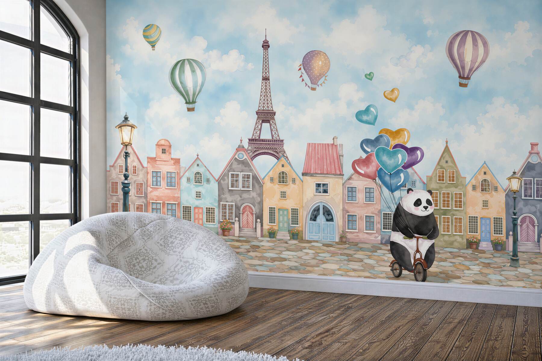 Fototapeta Panda na rowerze w Paryżu