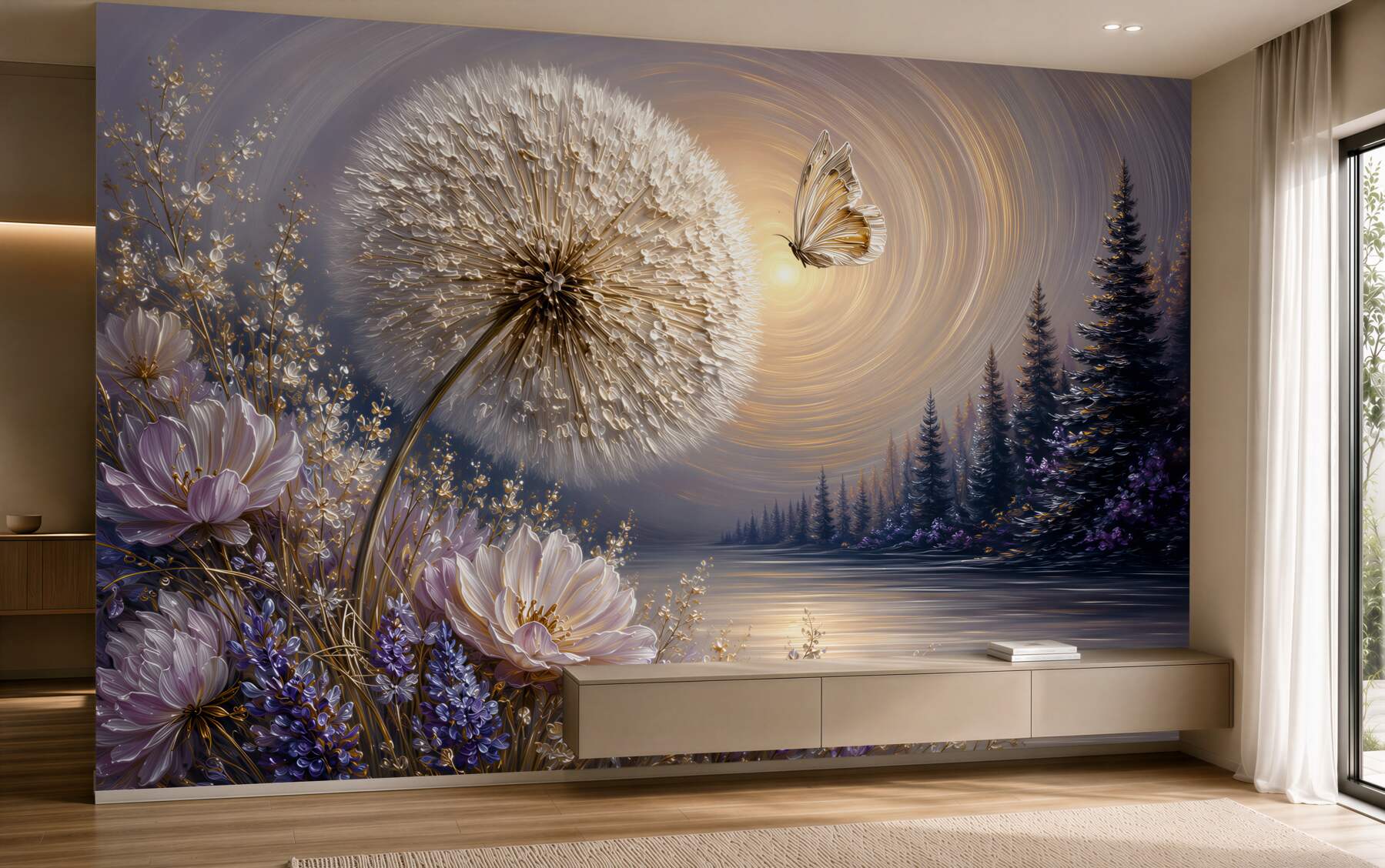 Fototapeta dmuchawiec z motylem